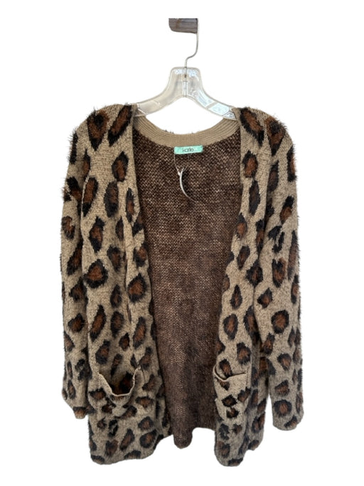 Karlie Size S/M Brown & Tan Polyester Blend Fuzzy Animal Print Sweater Brown & Tan / S/M