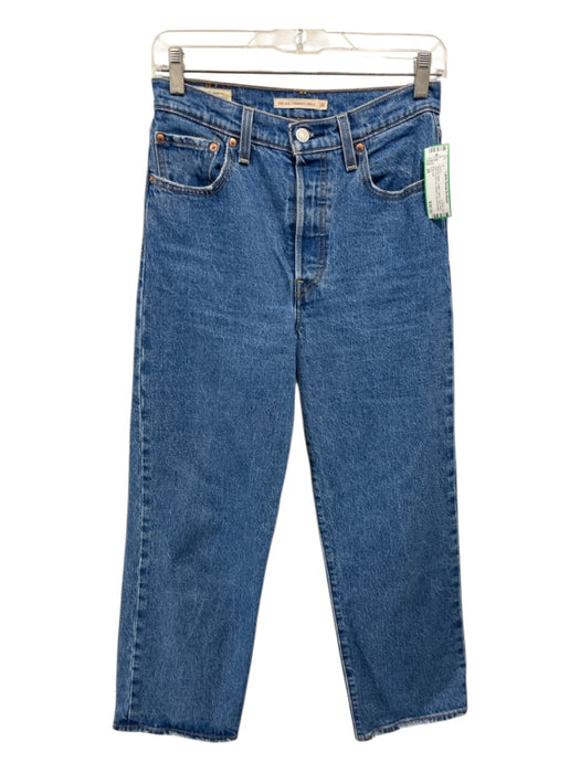 Levi Size 26 Medium Wash Cotton Denim High Rise Solid Button Fly Jeans Medium Wash / 26