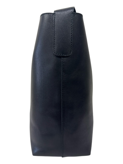 Madewell Black Leather Magnetic Closure Adjustable Strap Tote Bag Black