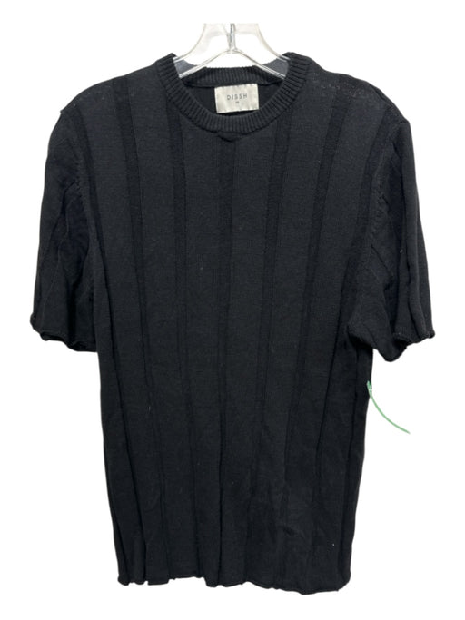 Dissh Size XS Black Missing tag Short Sleeve Ribbed Raw Edge Crew Neck Top Black / XS