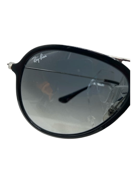 Ray Ban Black Double Bridge Silver Hardware Aviator Sunglasses Black