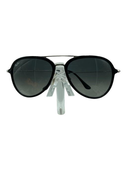 Ray Ban Black Double Bridge Silver Hardware Aviator Sunglasses Black