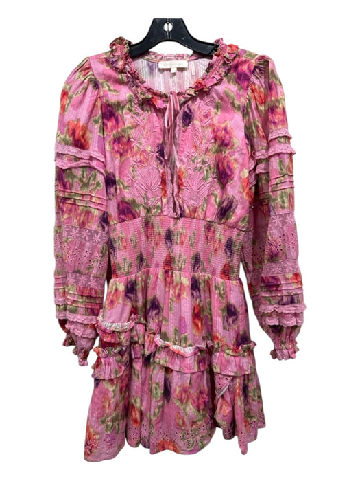 Love Shack Fancy Size S Pink, Green, Multi Cotton Smocked Waist Band Dress Pink, Green, Multi / S