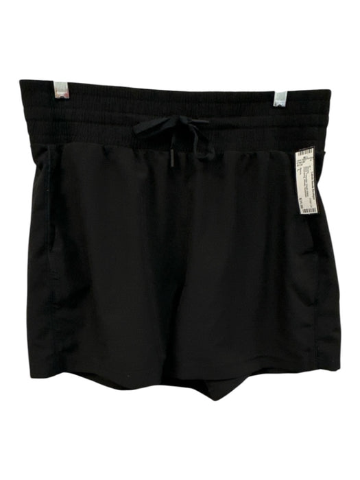 Spanx Size L Black Polyester Elastic Waist Drawstring Athletic Shorts Black / L