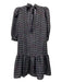 Fresha London Size S Black Multi Viscose Blend Shimmer Striped Tie Back Dress Black Multi / S