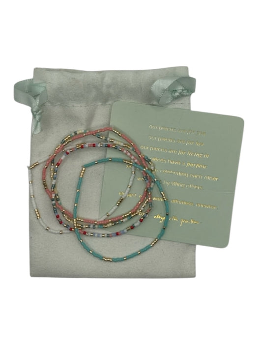 enewton Pink & Aqua Beaded Stretch Set of 5 Bracelet Pink & Aqua