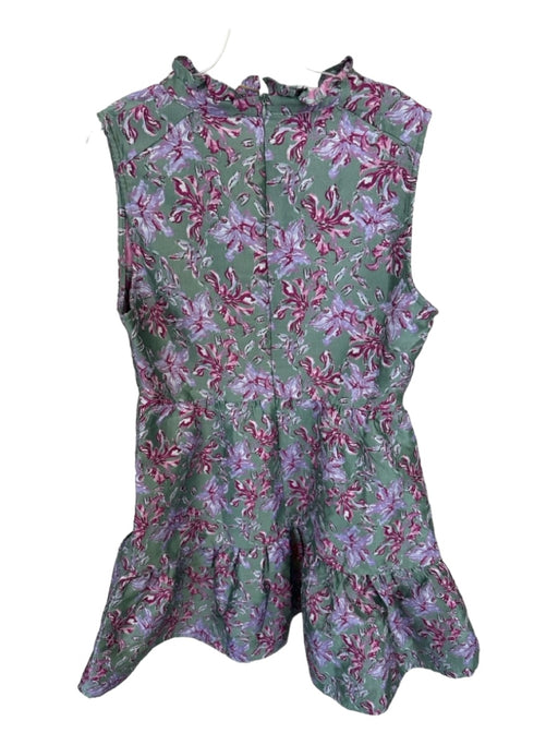 Karlie Size L Green & Purple Polyester jaquard Sleeveless Ruffles Floral Dress Green & Purple / L