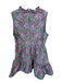 Karlie Size L Green & Purple Polyester jaquard Sleeveless Ruffles Floral Dress Green & Purple / L