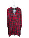 Gretchen Scott Size M Red & Navy Polyester Blend Long Sleeve Plaid Dress Red & Navy / M