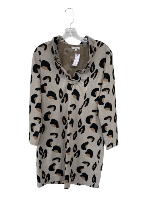 Tyler Boe Size M Tan & black Polyester Blend Long Sleeve Animal Print Dress Tan & black / M