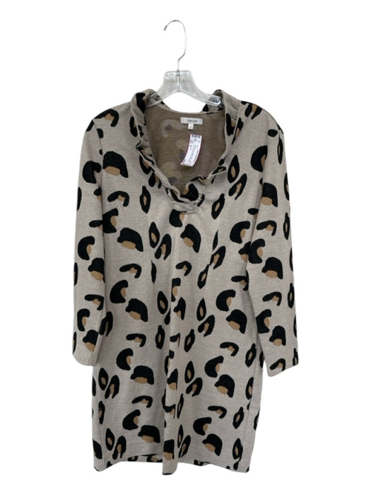 Tyler Boe Size M Tan & black Polyester Blend Long Sleeve Animal Print Dress Tan & black / M