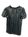 Entro Size M Black Vegan Leather Short Balloon Sleeve Ruffle Collar Dress Black / M