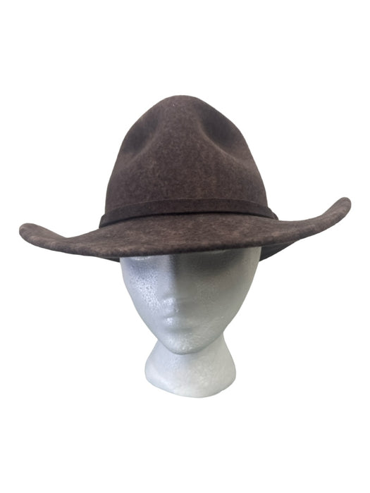 Mossant Brown Wool Felted Burnout Brim Leather Strip Strap Hat Brown / M