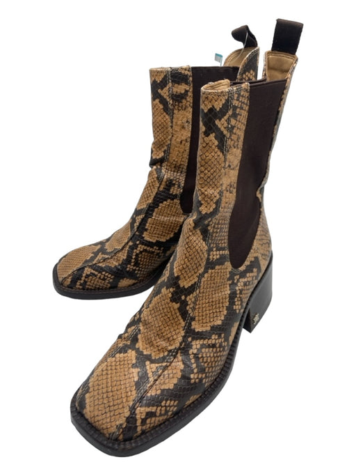 Sam Edelman Shoe Size 7 Beige & Brown Leather Snake Print Calf High Boots Beige & Brown / 7