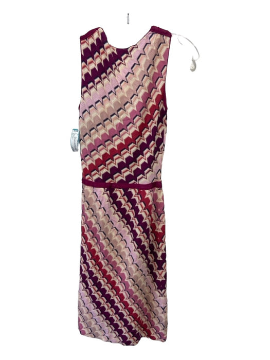 Missoni Size S Pink & Purple Wool Blend Chevron Knit Faux Wrap Sleeveless Dress Pink & Purple / S