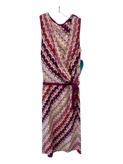 Missoni Size S Pink & Purple Wool Blend Chevron Knit Faux Wrap Sleeveless Dress Pink & Purple / S