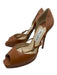 Jimmy Choo Shoe Size 39 Brown Leather Peep Toe Square Toe Buckle Stiletto Pumps Brown / 39