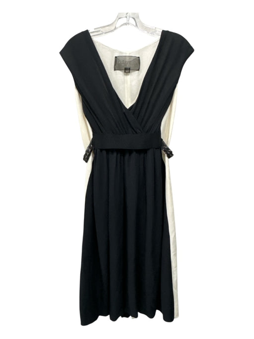 Giambattista Valli Size S / 42 Black & White Silk Fabric Block Knee Length Dress Black & White / S / 42