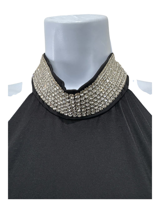 L'Atelier D' Elfi Size S Black & Rhinestone Stretch Open Back Knee Length Dress Black & Rhinestone / S