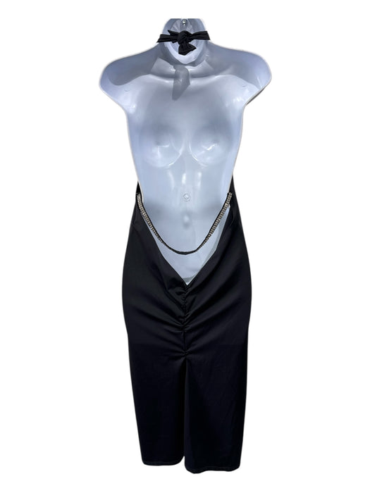 L'Atelier D' Elfi Size S Black & Rhinestone Stretch Open Back Knee Length Dress Black & Rhinestone / S