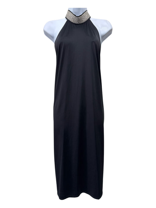 L'Atelier D' Elfi Size S Black & Rhinestone Stretch Open Back Knee Length Dress Black & Rhinestone / S