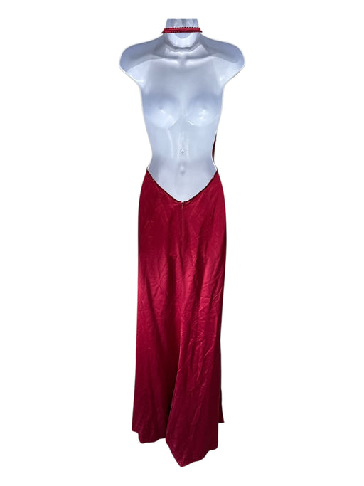 Luca Luca Size M / 44 Red Silk Halter Rhinestone Back Zip Low Back Dress Red / M / 44