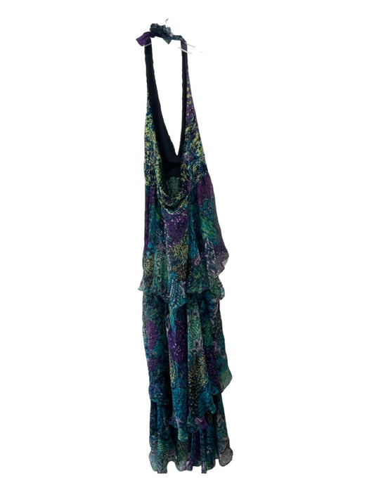 Miss Bikini Size S Purple Blue Green Viscose Blend Abstract Halter Maxi Dress Purple Blue Green / S