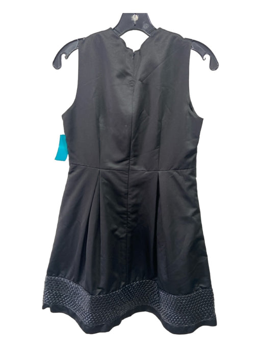 Maya Size 38 Black Wool Blend Deep V Sleeveless Woven Detail Bow Dress Black / 38