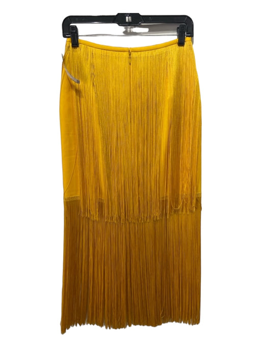 No pise la grama Size S Yellow Viscose Blend Fringe Back Zip Back Slit Skirt Yellow / S