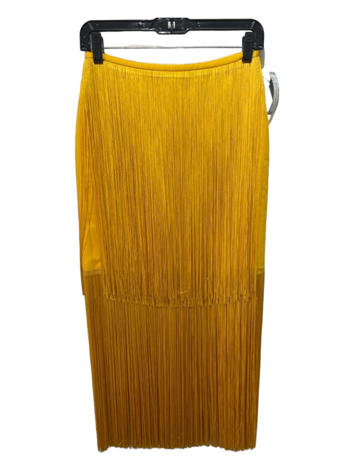 No pise la grama Size S Yellow Viscose Blend Fringe Back Zip Back Slit Skirt Yellow / S