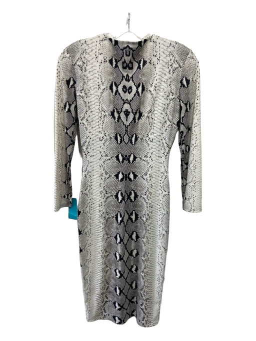 Roberto Cavalli Size 40 White & Black Polyamide Blend Metal Detail V Neck Dress White & Black / 40