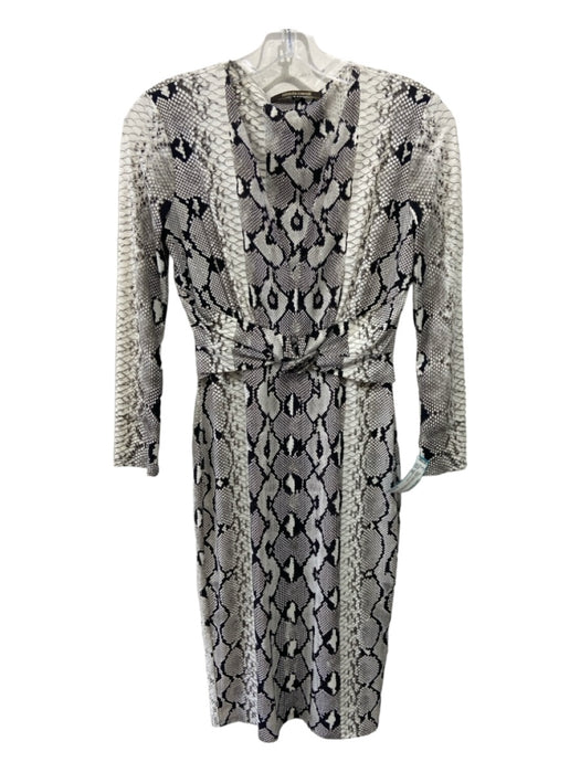 Roberto Cavalli Size 40 White & Black Polyamide Blend Metal Detail V Neck Dress White & Black / 40