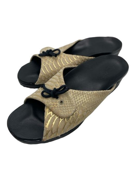 Ana-Tech Shoe Size 42 Black & Beige Leather Snake Detail Open Toe & Heel Sandals Black & Beige / 42