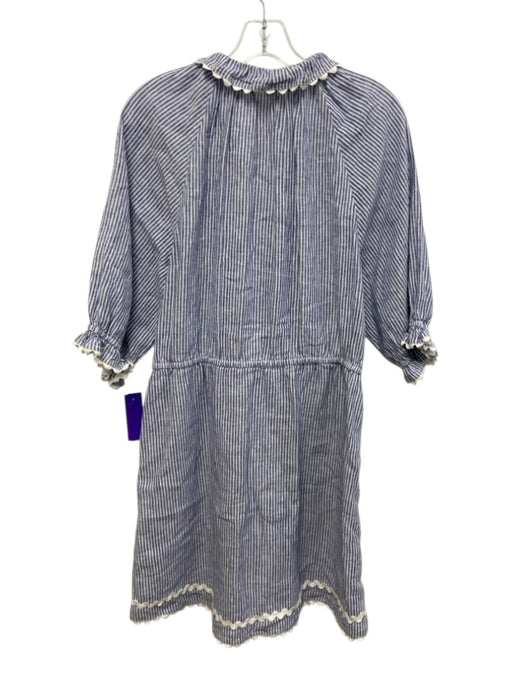 Melissa Nepton Size M Blue & White No Fabric Tag Striped Trim Detail Dress Blue & White / M