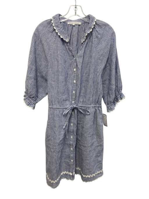 Melissa Nepton Size M Blue & White No Fabric Tag Striped Trim Detail Dress Blue & White / M