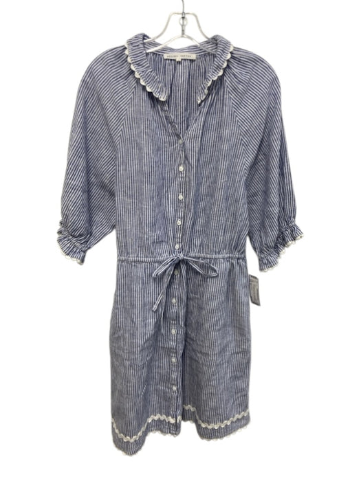 Melissa Nepton Size M Blue & White No Fabric Tag Striped Trim Detail Dress Blue & White / M