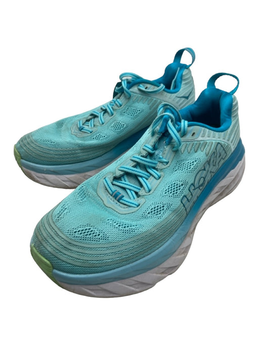 Hoka Shoe Size 8 Teal Blue Synthetic Lace Up Chunky Sole Perforated Sneakers Teal Blue / 8