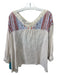 Free People Size L Blue Red & White Linen Blend Lace Detail Floral Dolman Top Blue Red & White / L