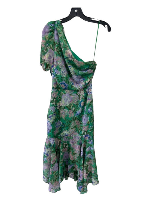 ASTR The Label Size S Green Blue Pink Polyester Floral One Shoulder Dress Green Blue Pink / S