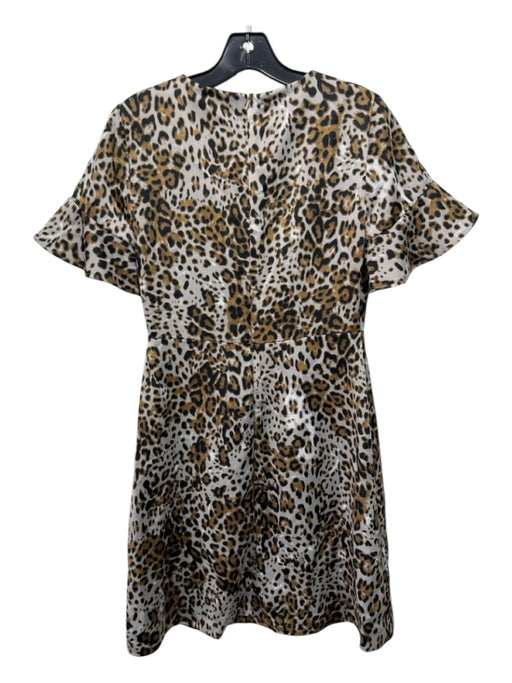 Banana Republic Size 0 Silver, Brown, Black Polyester Short Sleeve Leopard Dress Silver, Brown, Black / 0