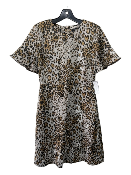 Banana Republic Size 0 Silver, Brown, Black Polyester Short Sleeve Leopard Dress Silver, Brown, Black / 0