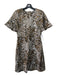 Banana Republic Size 0 Silver, Brown, Black Polyester Short Sleeve Leopard Dress Silver, Brown, Black / 0