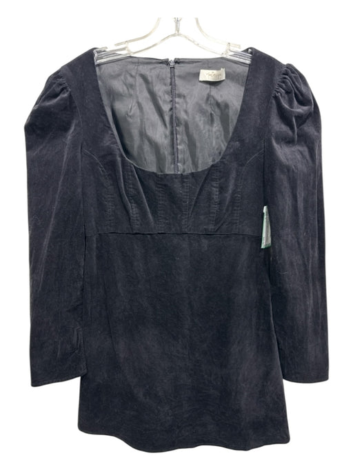 Petersyn Size S Black Velvet Scoop Neck Long Sleeve Velvet Dress Black / S