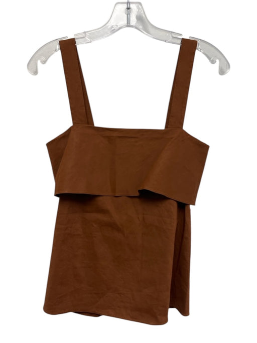 Theory Size S Brown Linen Blend Tie Back Straps Top Brown / S