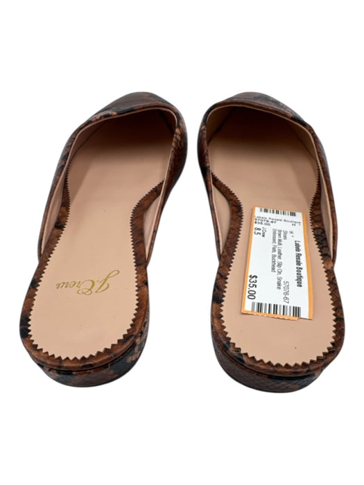 J Crew Shoe Size 8.5 Brown Multi Leather Slip On Snake Embossed Flats Shoes Brown Multi / 8.5