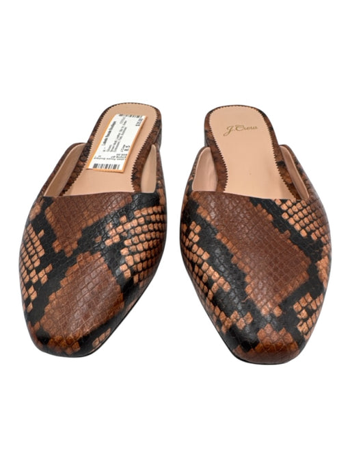 J Crew Shoe Size 8.5 Brown Multi Leather Slip On Snake Embossed Flats Shoes Brown Multi / 8.5