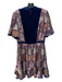 Rebecca Taylor Size 6 Navy & Multi Silk Blend Floral Metallic Thread Dress Navy & Multi / 6