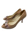 Salvatore Ferragamo Shoe Size 10 Beige Patent Peep Toe Bow closed heel Pumps Beige / 10