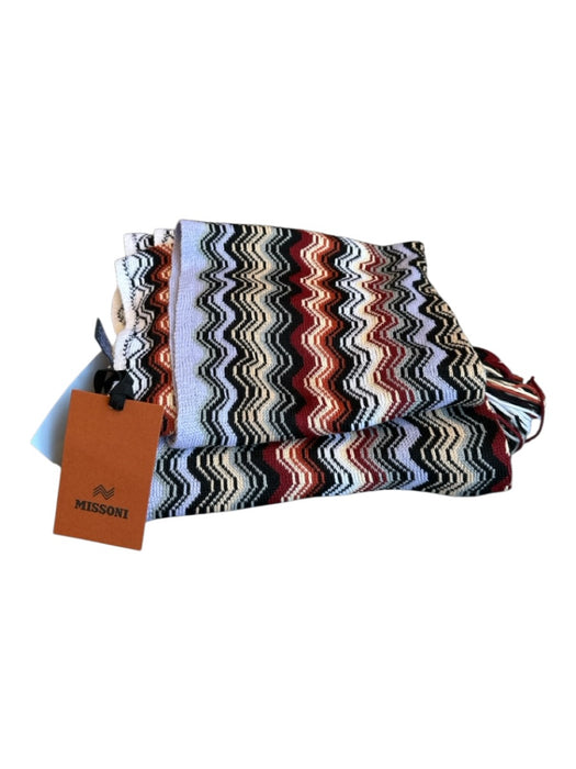 Missoni Blue & Purple Wool Blend Knit Chevron Fringe scarf Blue & Purple / M