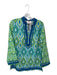 NicoBlu Size Est M Green & Blue Cotton Long Sleeve Ikat Tunic Top Green & Blue / Est M
